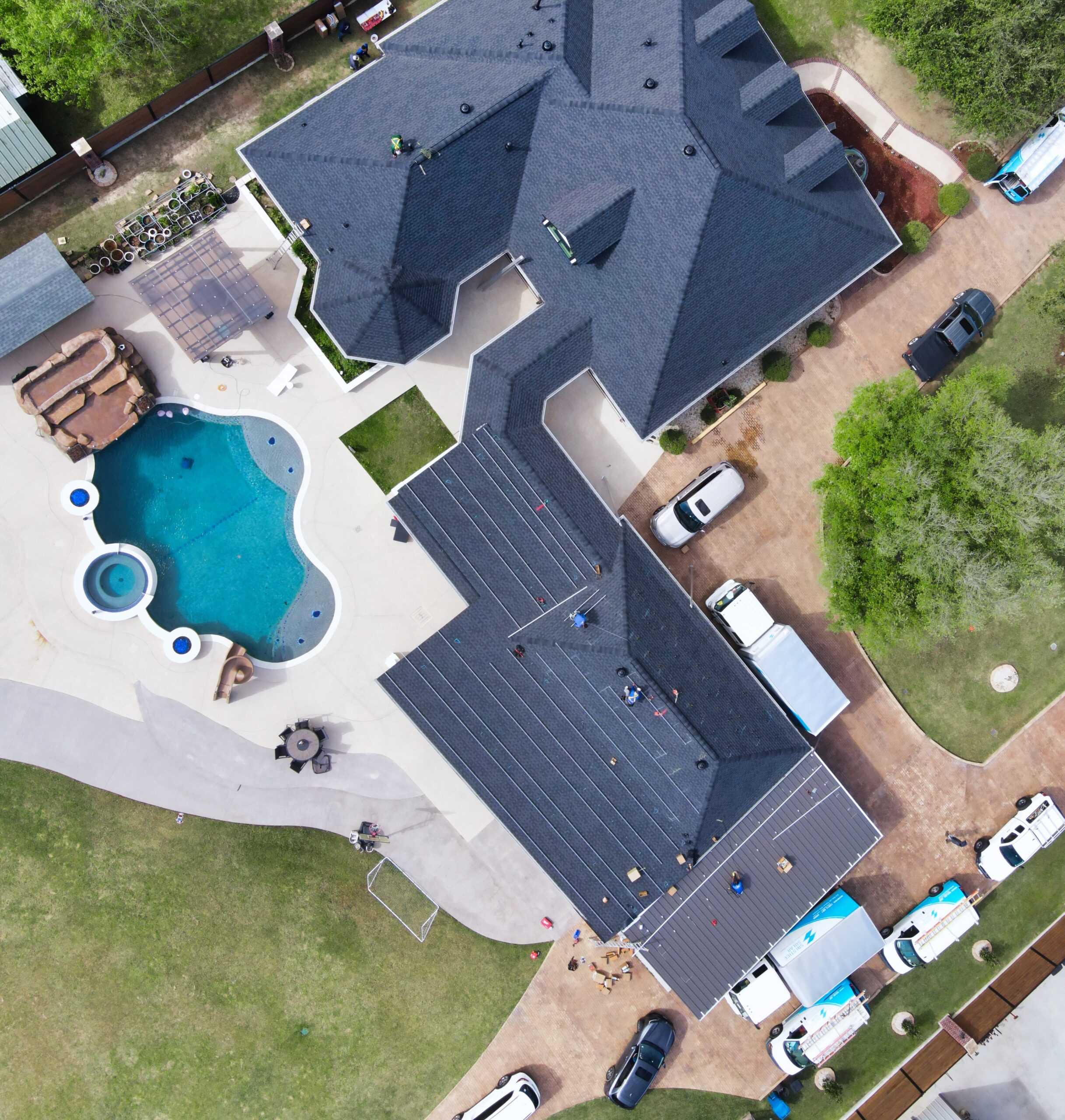 An image of a solar installation during installation as our Solstice Solar crew is installing the solar panel mounting rails.