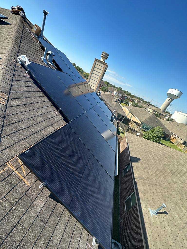 A residential solar installation on a home in Houston, Texas.